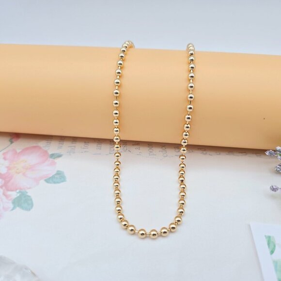 Rose Gold Polished Ball Chain Necklace for Women, 45cm Adjustable, XPNL0050 - Picture 3 of 13